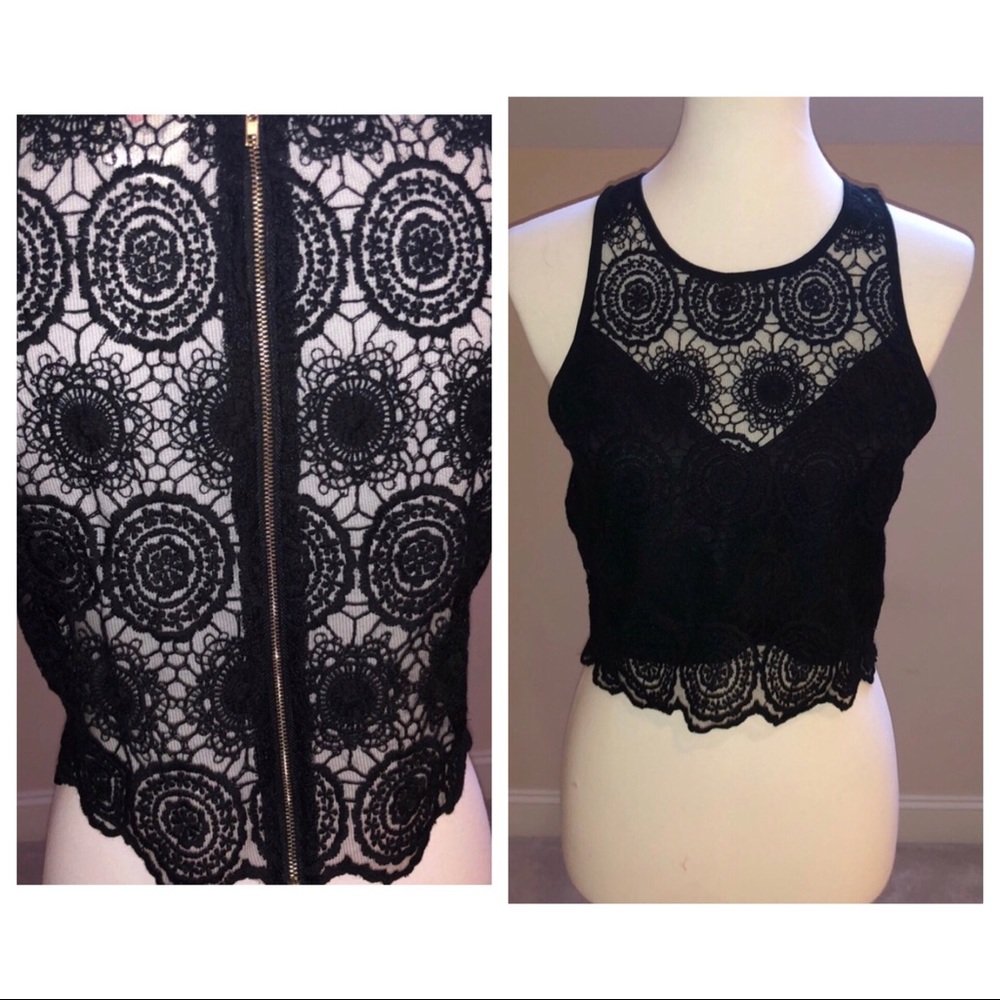 Black Lace Crop Top